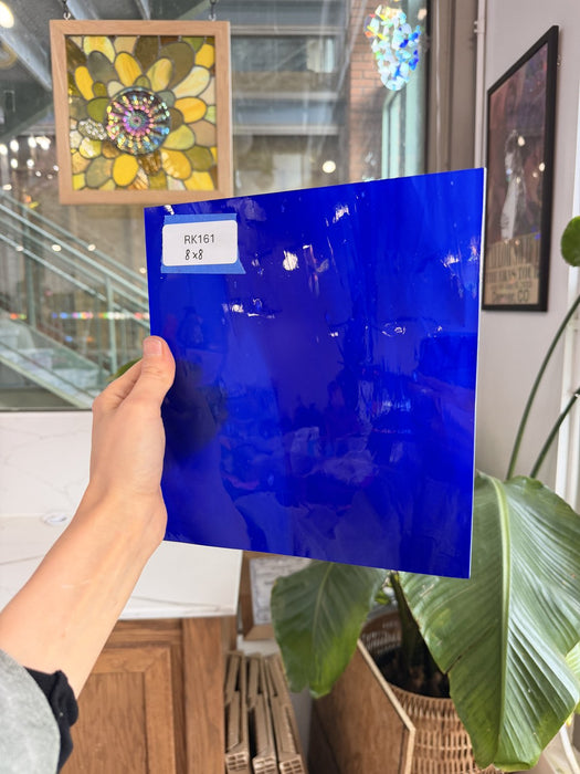 Blue on White on Clear Lamberts Flash Glass Sheet Glass Lamberts Glass 8x8in (LA-99306797)