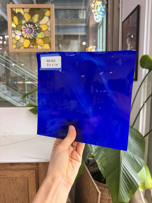Blue on White on Clear Lamberts Flash Glass Sheet Glass Lamberts Glass 8.5x7.5in (LA-99372333)