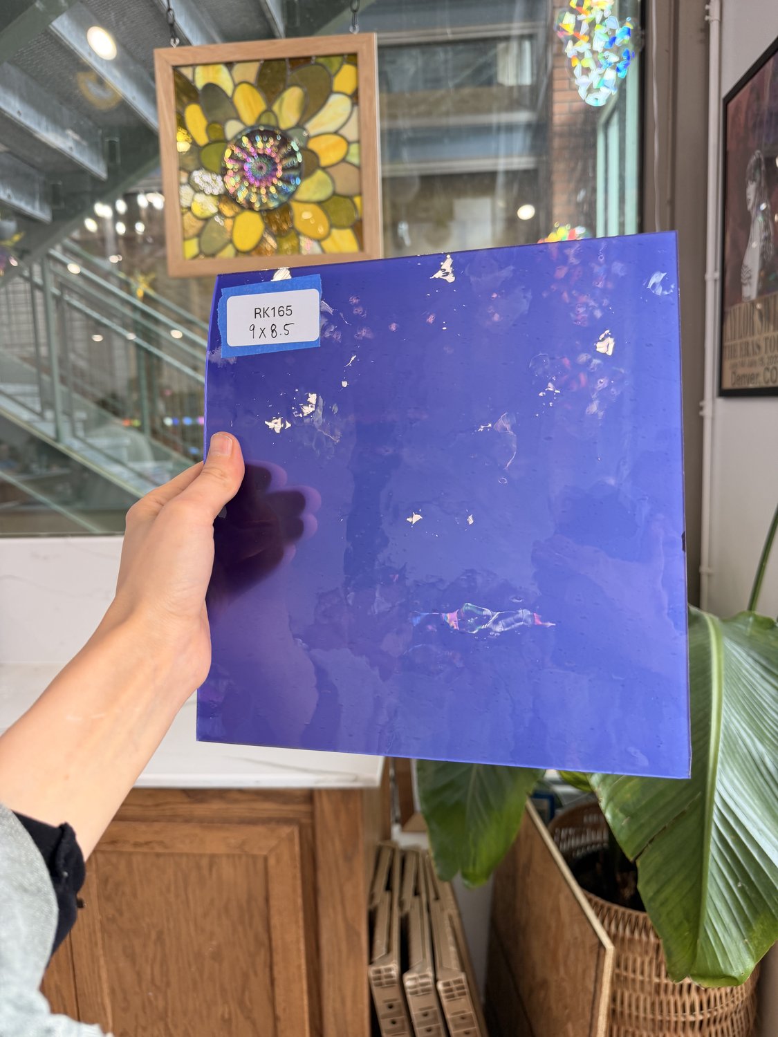 Purple on Clear Lamberts Flash Glass Sheet Glass Lamberts Glass 9x8.5in (LA-04615213)