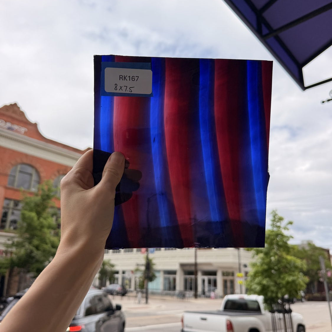 Vintage Ribbed Red Blue Fremont Flash Glass Sheet Glass Fremont Glass