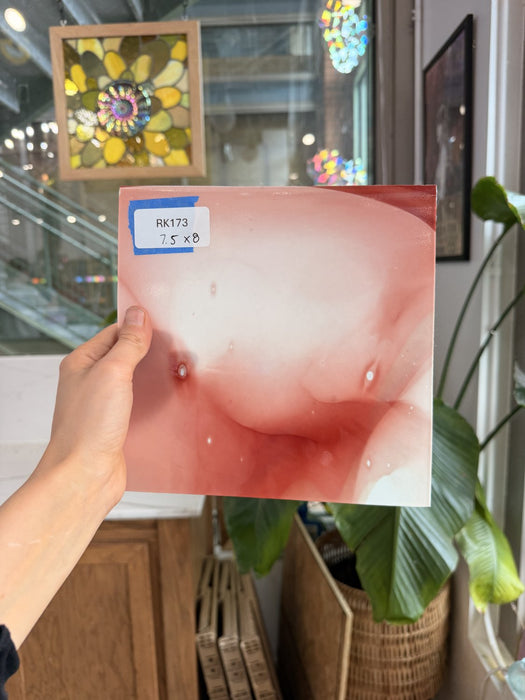 Lamberts Mouth Blown Red & White Opaque on Clear S59 Sheet Glass Lamberts Glass Default Title