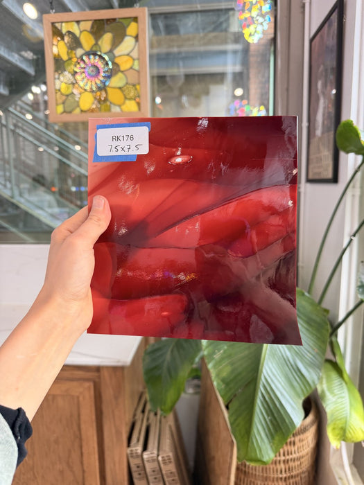 Lamberts Mouth Blown Red & White Opaque on Clear S56 Sheet Glass Lamberts Glass Default Title