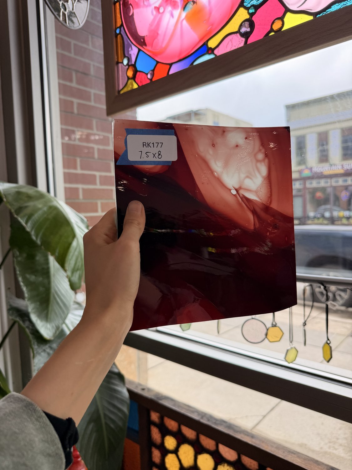 Lamberts Mouth Blown Red & White Opaque on Clear S55 Sheet Glass Lamberts Glass