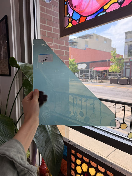 Blue-Gray on Clear Fremont Flash Glass Sheet Glass Fremont Glass 11x7in (FR-03370029)