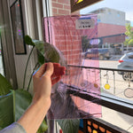 Taffy Pull (Pink Blue Stringer) on Clear Lamberts Flash Glass Sheet Glass Lamberts Glass