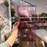 Taffy Pull (Pink Blue Stringer) on Clear Lamberts Flash Glass Sheet Glass Lamberts Glass