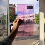 Taffy Pull (Pink Blue Stringer) on Clear Lamberts Flash Glass Sheet Glass Lamberts Glass
