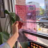 Taffy Pull (Pink Blue Stringer) on Clear Lamberts Flash Glass Sheet Glass Lamberts Glass