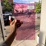 Taffy Pull (Pink Blue Stringer) on Clear Lamberts Flash Glass Sheet Glass Lamberts Glass