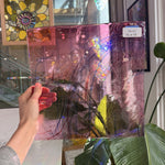 Taffy Pull (Pink Blue Stringer) on Clear Lamberts Flash Glass Sheet Glass Lamberts Glass