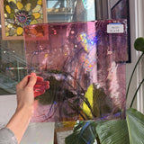 Taffy Pull (Pink Blue Stringer) on Clear Lamberts Flash Glass Sheet Glass Lamberts Glass
