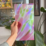 Pink Green Dapple on Clear Lamberts Flash Glass Sheet Glass Lamberts Glass 12x6in (LA-30633005)