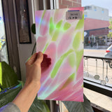 Pink Green Dapple on Clear Lamberts Flash Glass Sheet Glass Lamberts Glass