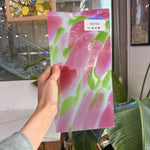 Pink Green Dapple on Clear Lamberts Flash Glass Sheet Glass Lamberts Glass 11.5x6in (LA-30665773)