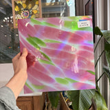 Pink Green Dapple on Clear Lamberts Flash Glass Sheet Glass Lamberts Glass 12x11.5in (LA-30698541)
