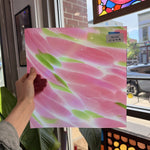Pink Green Dapple on Clear Lamberts Flash Glass Sheet Glass Lamberts Glass