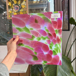 Pink Green Dapple on Clear Lamberts Flash Glass Sheet Glass Lamberts Glass 11.5x11in (LA-30731309)