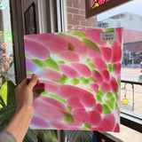 Pink Green Dapple on Clear Lamberts Flash Glass Sheet Glass Lamberts Glass