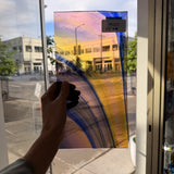 Rainbow Swirl on Clear Lamberts Flash Glass Sheet Glass Lamberts Glass
