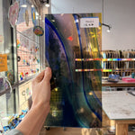 Rainbow Swirl on Clear Lamberts Flash Glass Sheet Glass Lamberts Glass 12x6in (LA-38104109)
