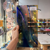 Rainbow Swirl on Clear Lamberts Flash Glass Sheet Glass Lamberts Glass 12x6in (LA-38104109)