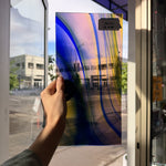 Rainbow Swirl on Clear Lamberts Flash Glass Sheet Glass Lamberts Glass