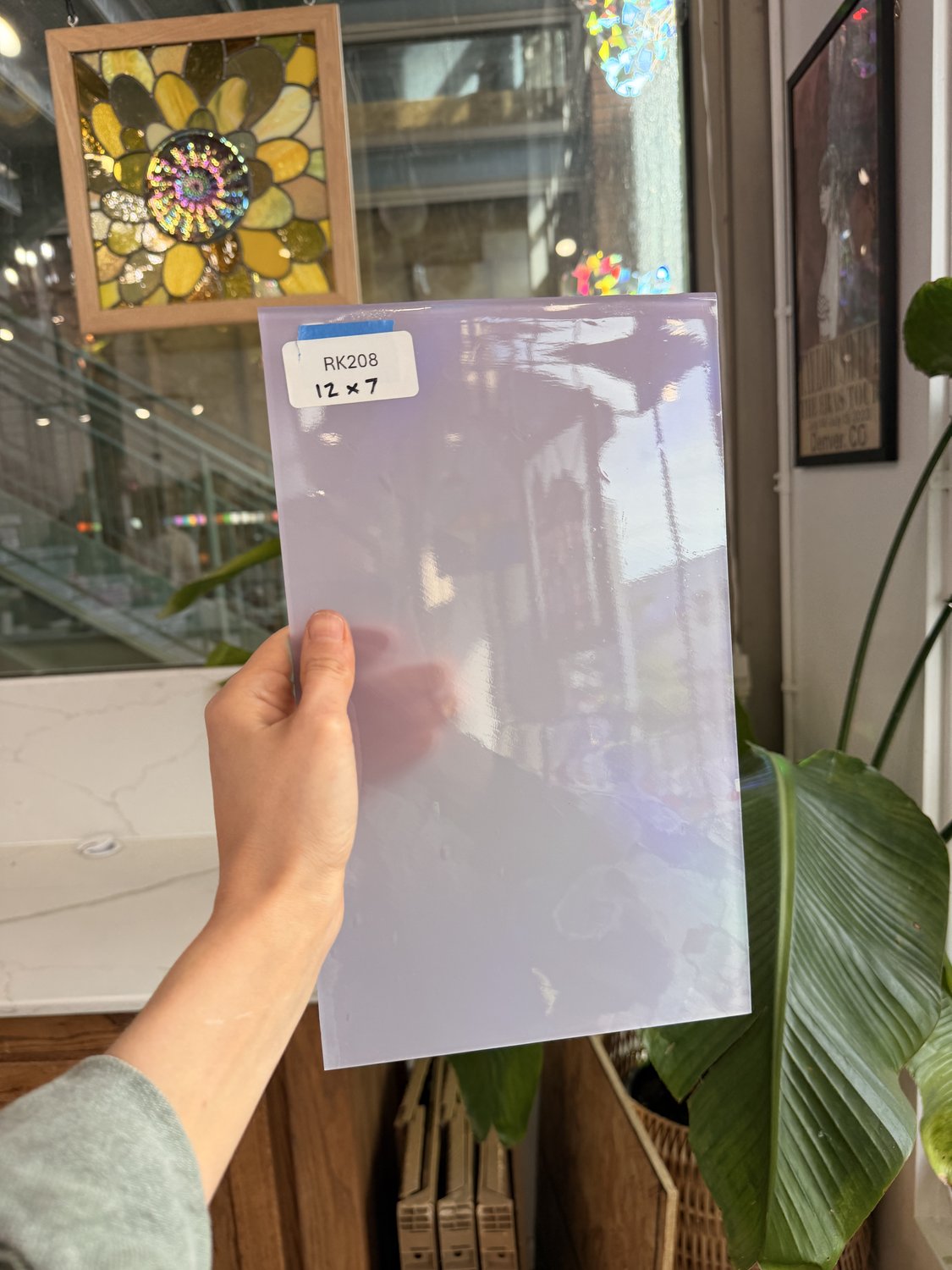 Lilac Baby Pink Opal on Clear Lamberts Flash Glass Sheet Glass Lamberts Glass 12x7in (LA-42789933)