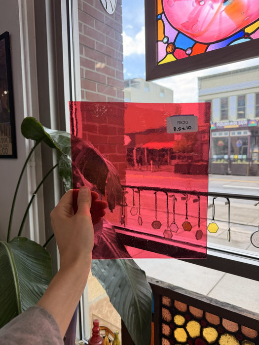 Hot Gold Pink on Clear Lamberts Flash Glass 1042 Sheet Glass Lamberts Glass