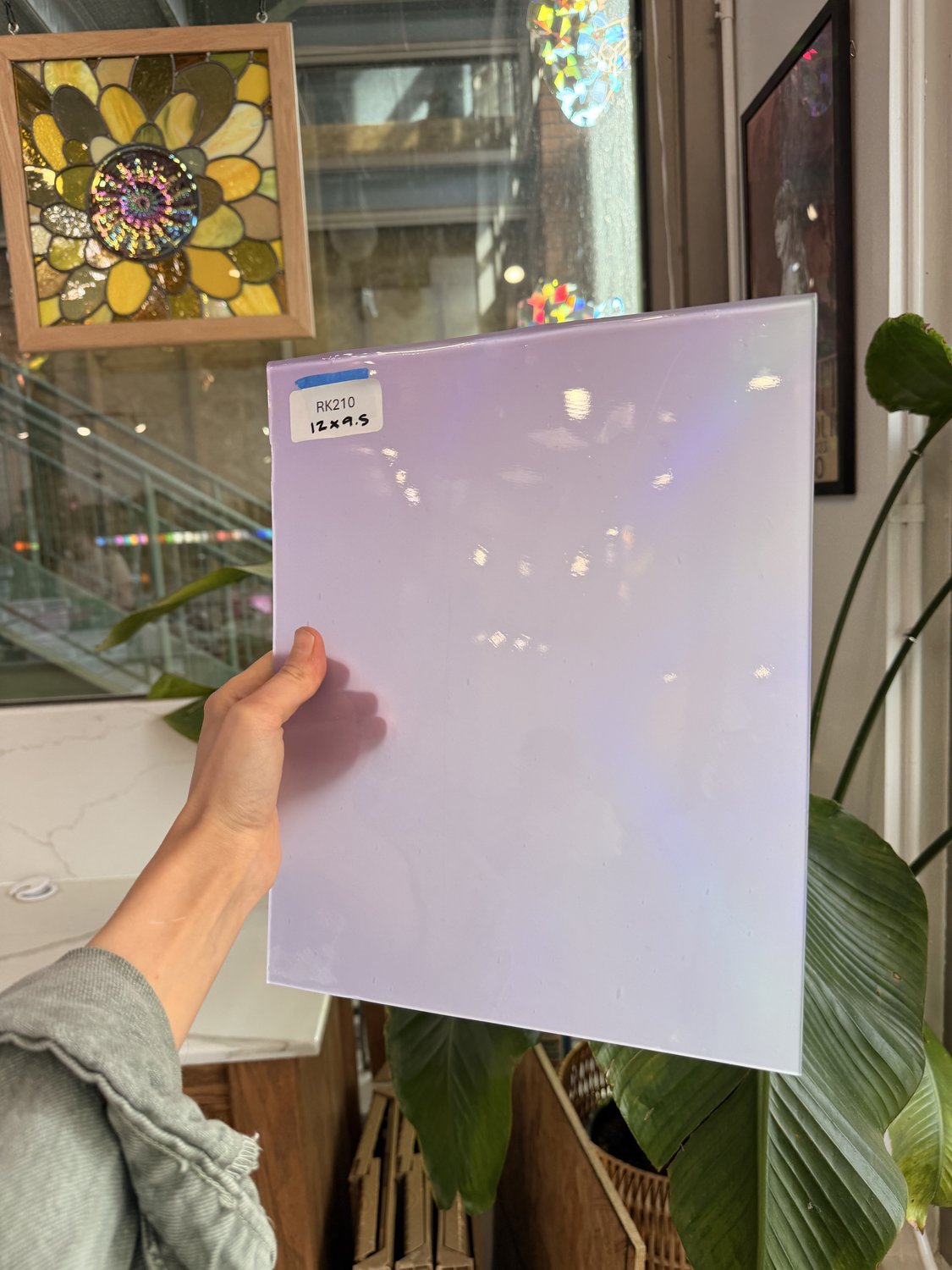 Lilac Baby Pink Opal on Clear Lamberts Flash Glass Sheet Glass Lamberts Glass 12x9.5in (LA-42855469)