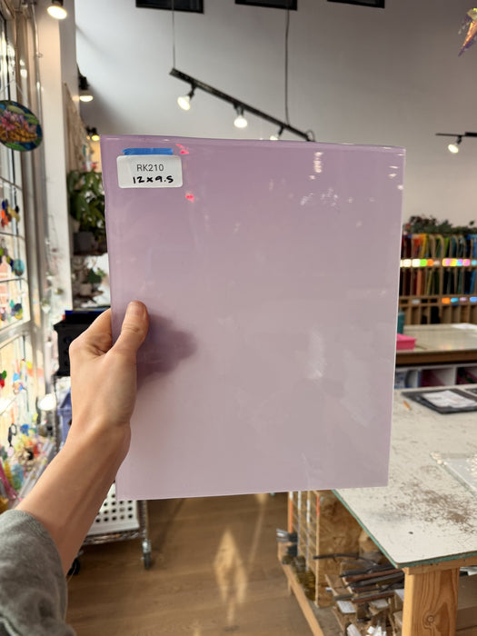 Lilac Baby Pink Opal on Clear Lamberts Flash Glass Sheet Glass Lamberts Glass