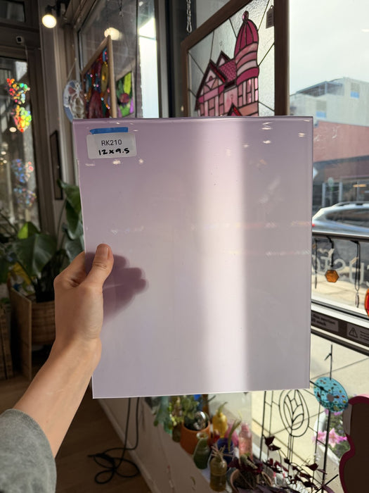 Lilac Baby Pink Opal on Clear Lamberts Flash Glass Sheet Glass Lamberts Glass