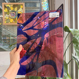 Vintage Pink Blue on Clear Lamberts Flash Glass Sheet Glass Lamberts Glass RK22 (13.5x10in)