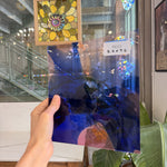 Vintage Pink Blue on Clear Lamberts Flash Glass Sheet Glass Lamberts Glass 8.5x7.5in (LA-52685869)