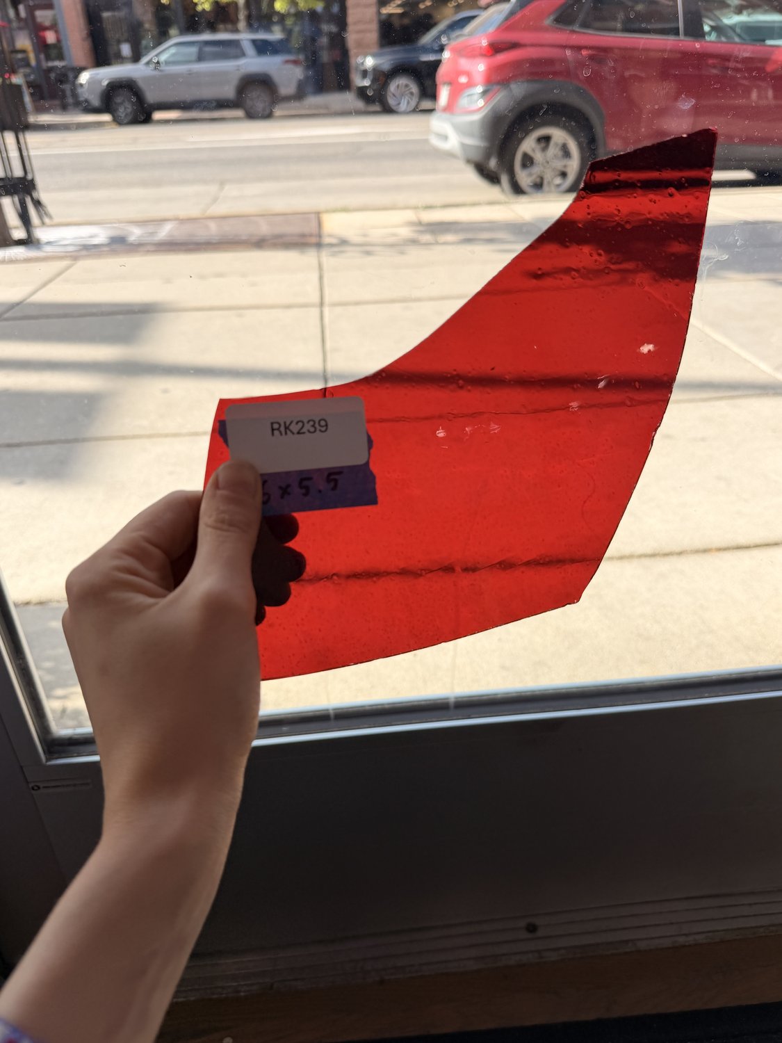 Red Vintage Mouthblown Sheet Glass