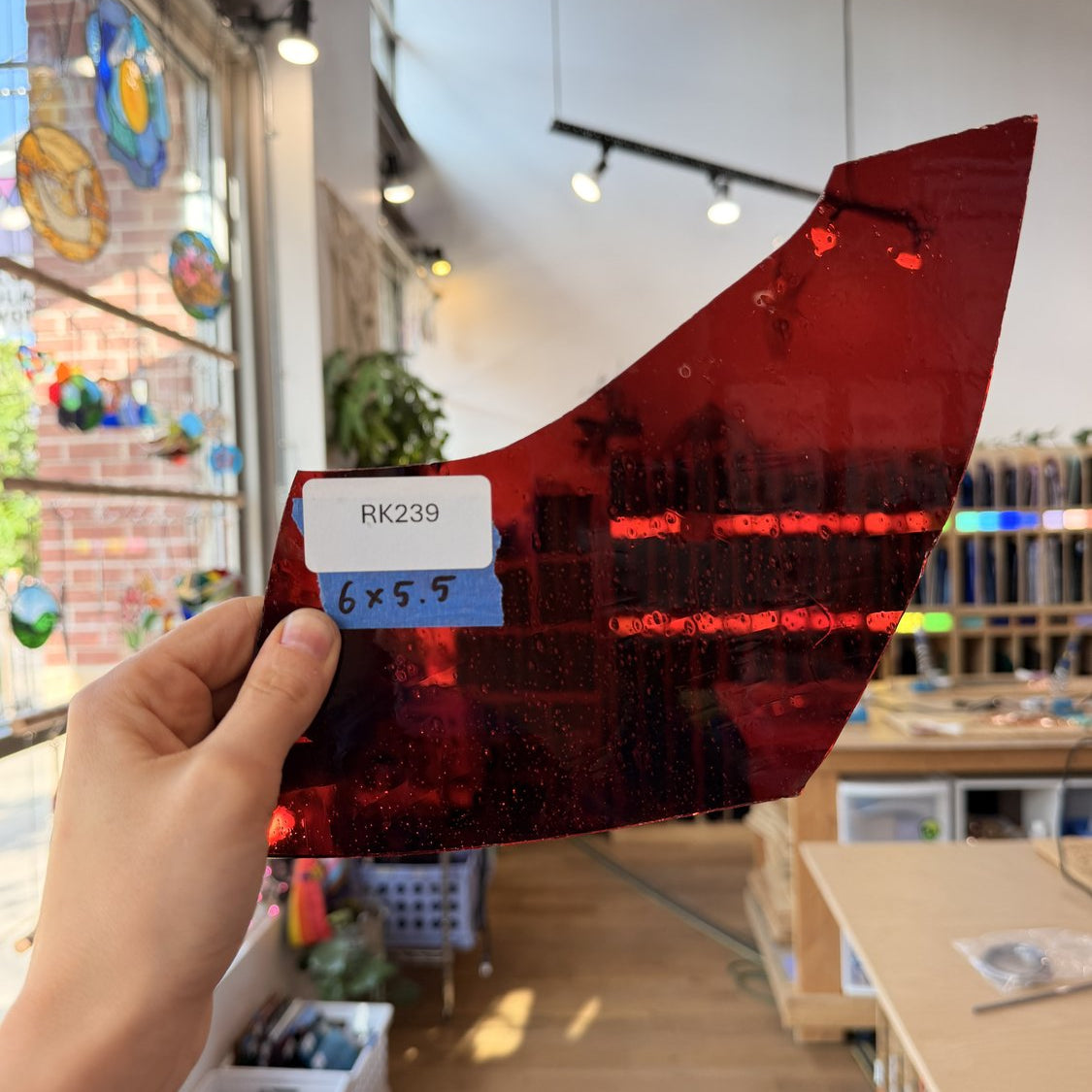 Red Vintage Mouthblown Sheet Glass