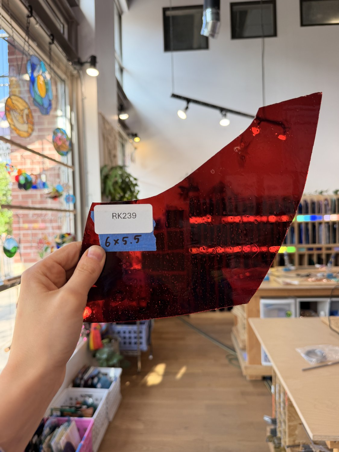 Red Vintage Mouthblown Sheet Glass