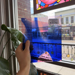 Vintage Pink Blue on Clear Lamberts Flash Glass Sheet Glass Lamberts Glass