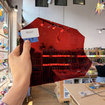 Dark Red Mouthblown Flash (on clear) Lamberts Sheet Glass