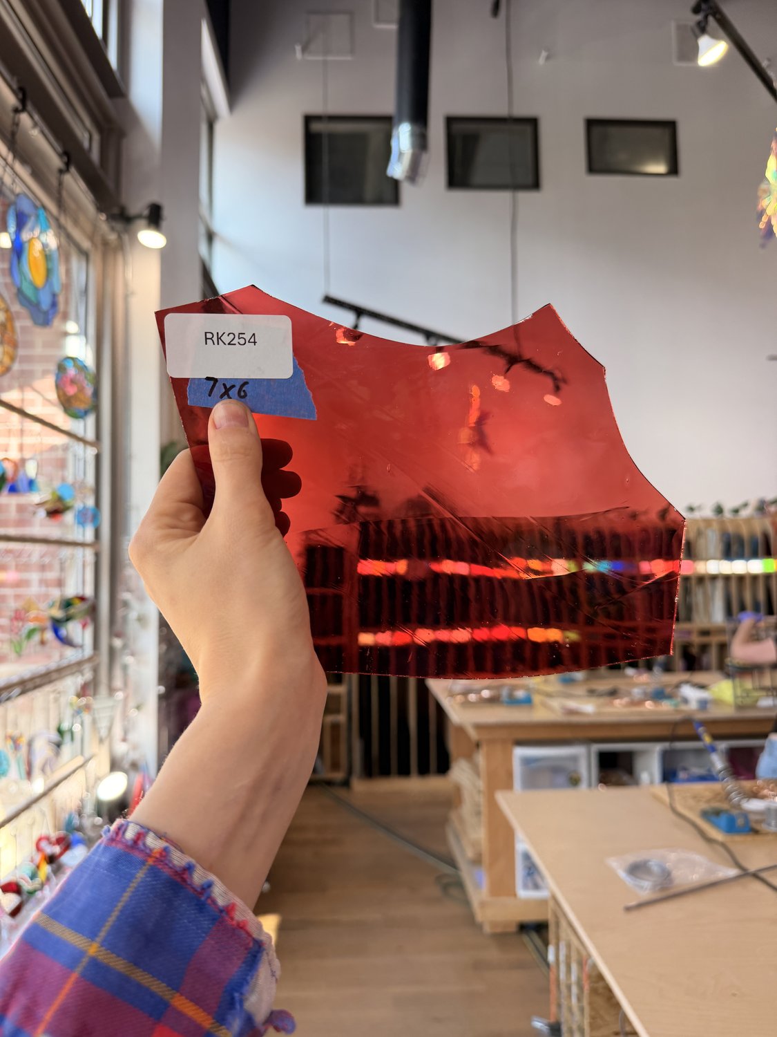 Soft Red Mouthblown Flash (on clear) Lamberts Sheet Glass