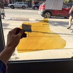 Yellow Brown Wispy Mouthblown Flash (on clear) Sheet Glass