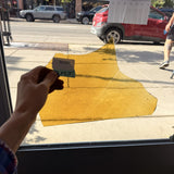 Yellow Brown Wispy Mouthblown Flash (on clear) Sheet Glass