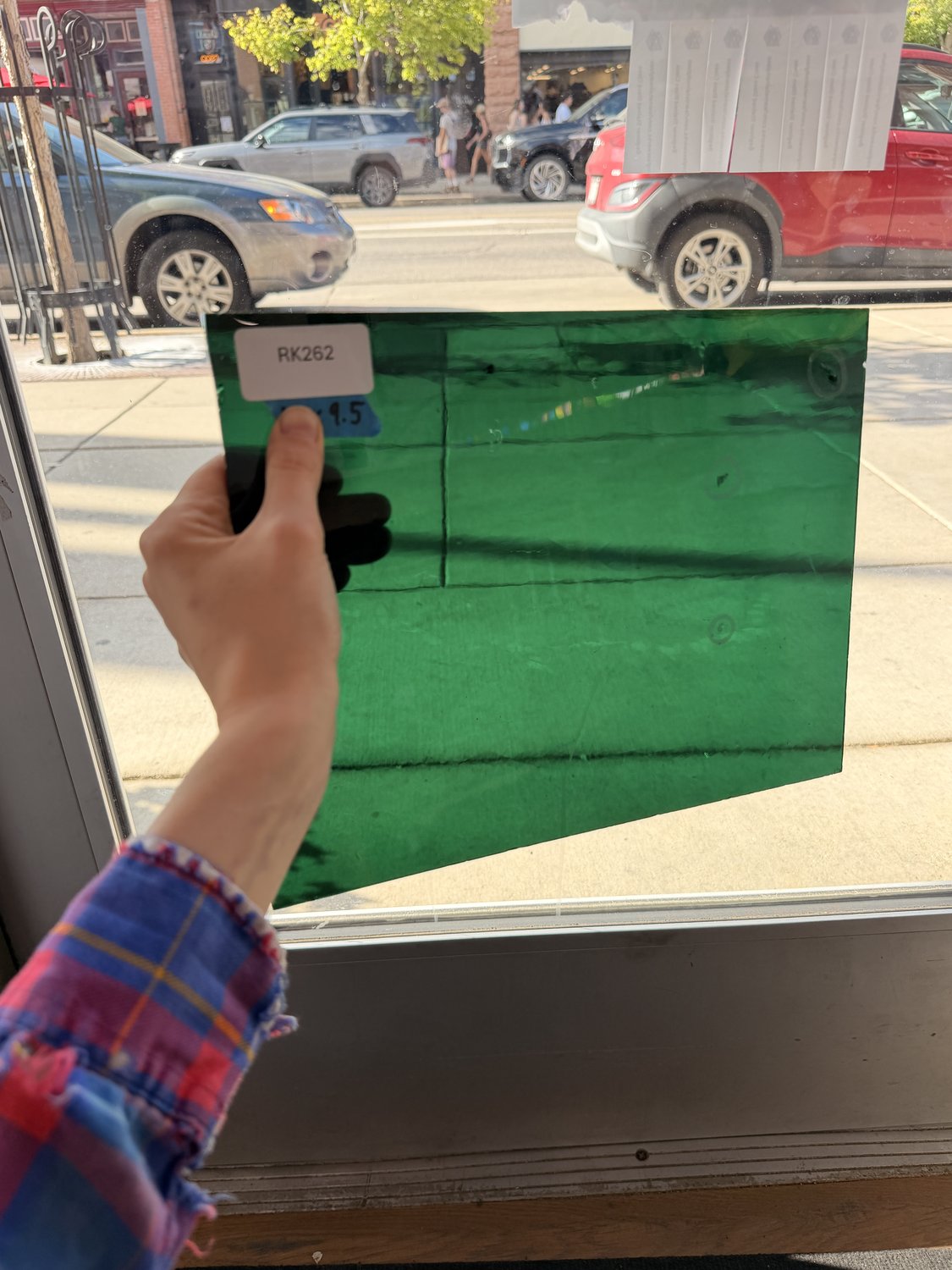 Green Blue Transparent Mouthblown Sheet Glass (blemishes)