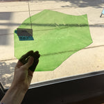 Green Wispy Transparent Mouthblown Flash (on clear) Sheet Glass