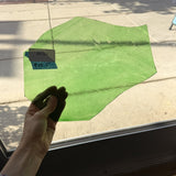 Green Wispy Transparent Mouthblown Flash (on clear) Sheet Glass