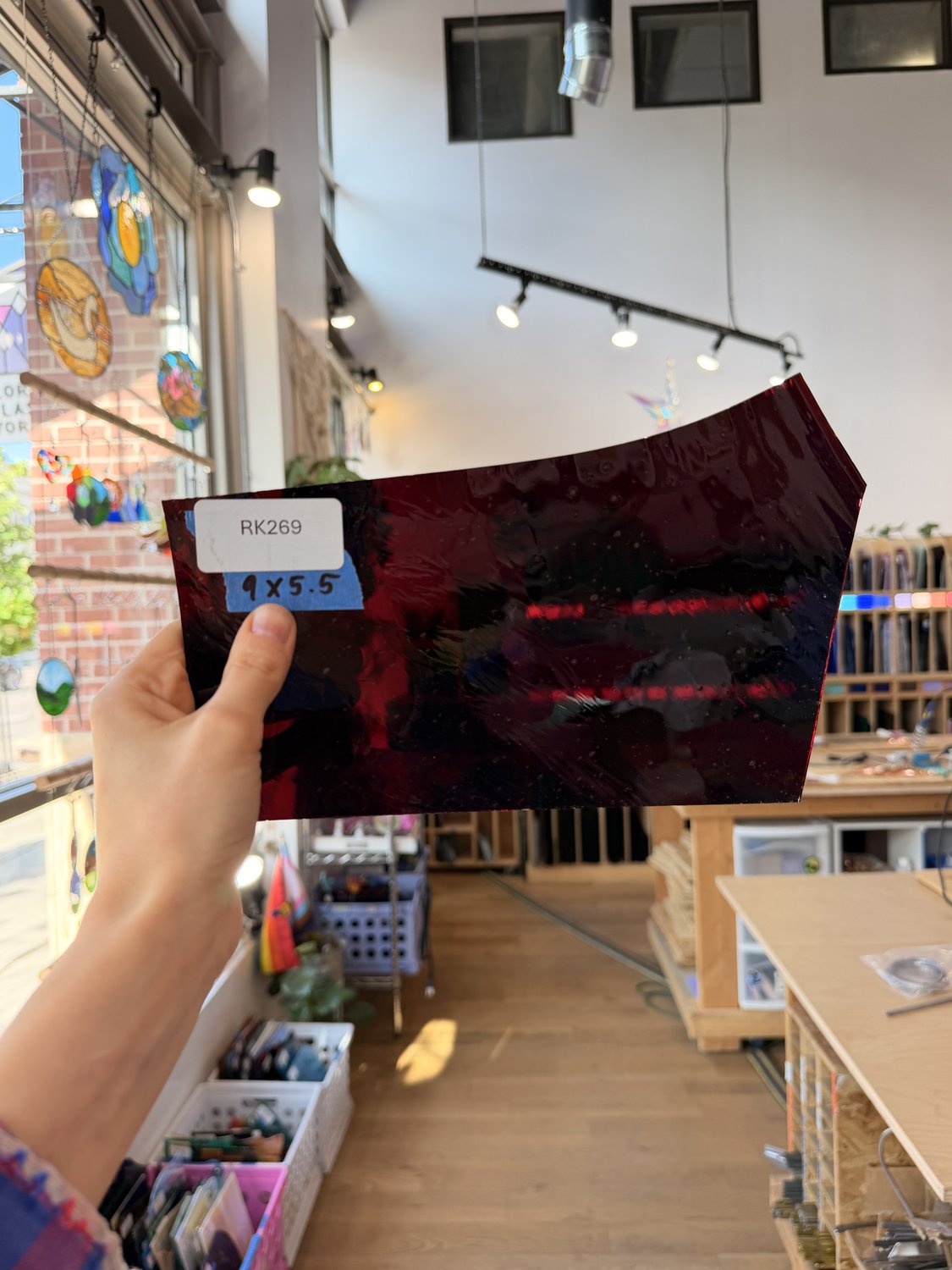 Deep Red Mouthblown Flash (on clear) Sheet Glass