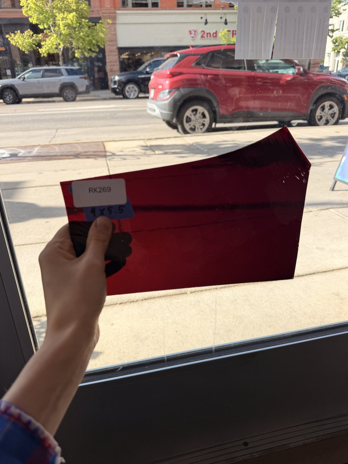 Deep Red Mouthblown Flash (on clear) Sheet Glass
