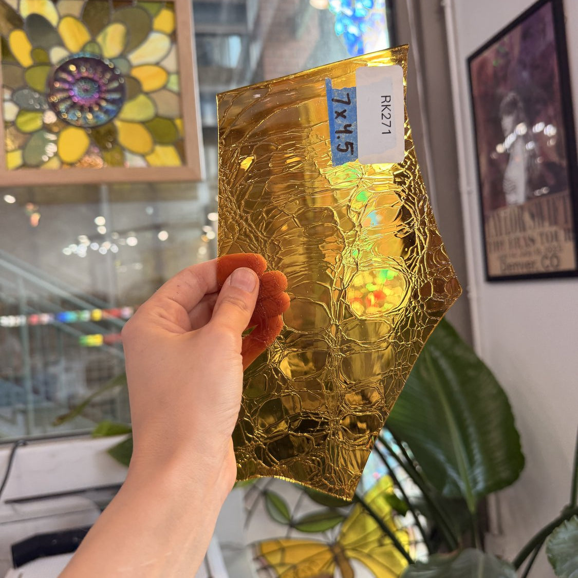 Medium Amber Mouthblown Crackle Sheet Glass Mouth Blown Glass Default Title