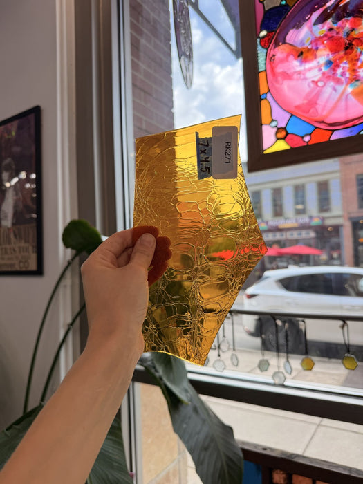 Medium Amber Mouthblown Crackle Sheet Glass Mouth Blown Glass