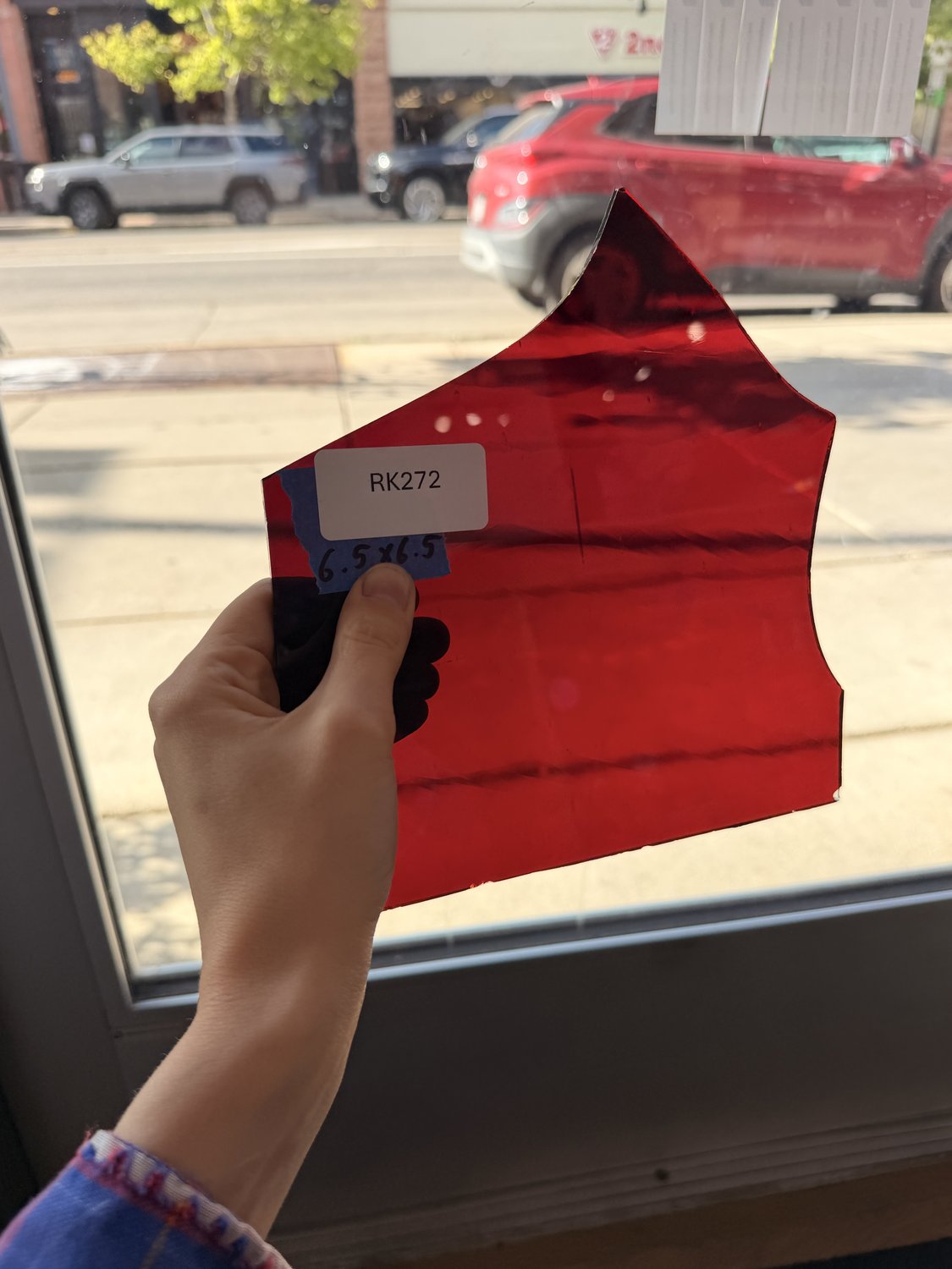 Deep Red Mouthblown Flash (on clear) Sheet Glass