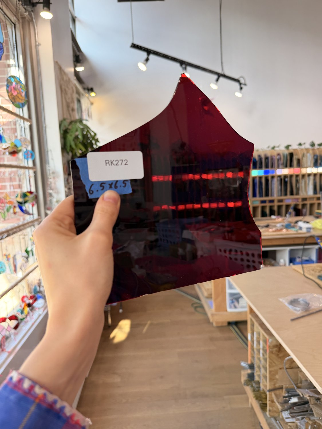 Deep Red Mouthblown Flash (on clear) Sheet Glass